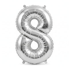 Silver Foil Air-Filled Number 8 Balloon