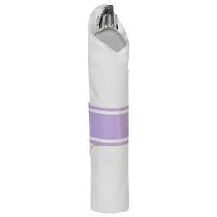Premium Rolled Cutlery Set with Guest Towel - Lavender - 10 pack