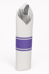 Premium Purple Rolled Cutlery Set with Guest Towel