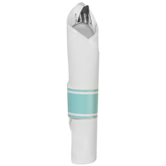 Premium Rolled Cutlery Set with Guest Towel - Robins Egg Blue - 10 pack