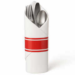 Premium Rolled Apple Red Cutlery Set with Napkin