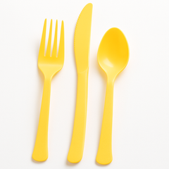 Vibrant Yellow Heavyweight Plastic Cutlery Set