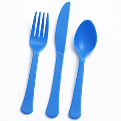 Blue Heavyweight Plastic Cutlery Set - 7.5 in. - 24 Count