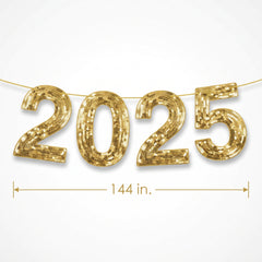2025 Gold Paillette Oversized New Year's Hanging Banner, 12 Ft