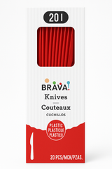 Bold Red Plastic Knives - Pack of 20