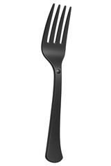 Heavy-Duty Black Plastic Reusable Forks, 50-Pack