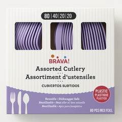 Lavender Heavy-Duty Plastic Cutlery Set - 80 Pieces