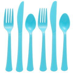 Caribbean Blue Plastic Cutlery Set - Assorted