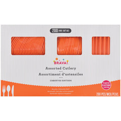 Little Gym - Vibrant Orange Plastic Cutlery Set - Assorted - 200 Ct.