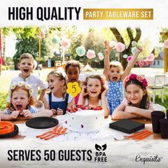 350 pcs Halloween Disposable Tableware Set -Orange and Black