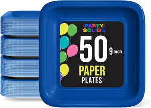 9 In. Dark Blue Square Paper Plates - 50 Ct.