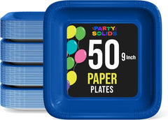 9 In. Dark Blue Square Paper Plates - 50 Ct.