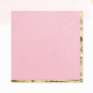 Elegant Pink and Gold Hot Stamped Luncheon Napkins - 6.5 In. x 6.5 In.