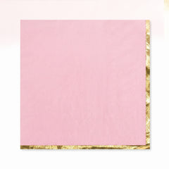 Elegant Pink and Gold Hot Stamped Luncheon Napkins - 6.5 In. x 6.5 In.
