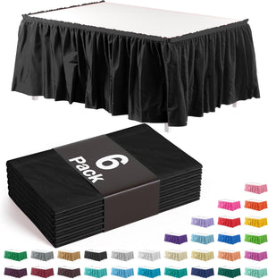 Black Plastic Table Skirt | 6 Pack - 168 in. x 29 in.
