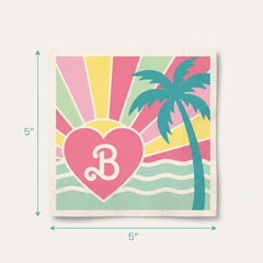 Vintage Barbie Beach Vibes Beverage Napkins - 5 In. X 5 In.