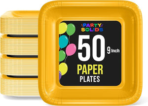 9 In. Yellow Square Paper Plates - 50 Ct.