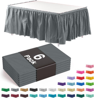 Silver Plastic Table Skirt | 6 Pack - 168 in. x 29 in.