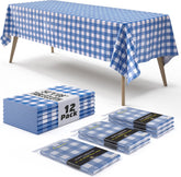 Blue Gingham Plastic Table Covers | 12 Pack - 54 In. x 108 In.