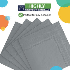 Silver Luncheon Napkins - 6.75 in. x 6.75 in. | 100 Count