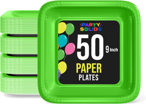 9 In. Lime Square Paper Plates - 50 Ct.