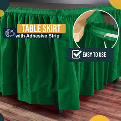 Emerald Green Plastic Table Skirt | 6 Pack - 168 in. x 29 in.