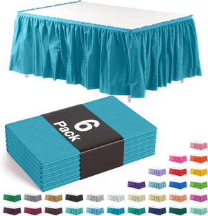 Turquoise Plastic Table Skirt | 6 Pack - 168 in. x 29 in.