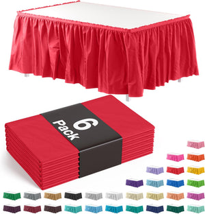 Red Plastic Table Skirt | 6 Pack - 168 in. x 29 in.