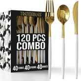 Trendables Cutlery Combo White/Gold | 120 Count