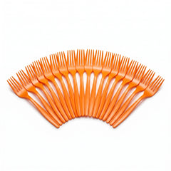 Vibrant Orange Plastic Forks - Pack of 20 - 7.5 in.