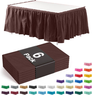 Brown Plastic Table Skirt | 6 Pack - 168 in. x 29 in.