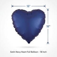 Satin Navy Heart Foil Balloon - 18 Inch