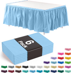 Light Blue Plastic Table Skirt | 6 Pack - 168 in. x 29 in.