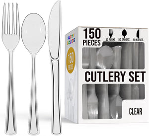 150 Pc. Clear Plastic Cutlery Combo Set