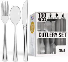 150 Pc. Clear Plastic Cutlery Combo Set
