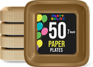 7 In. Bronze Square Paper Plates | 50 Count