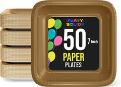 7 In. Bronze Square Paper Plates | 50 Count