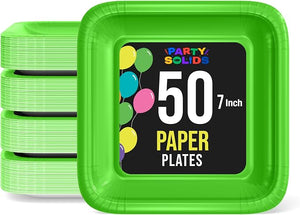7 In. Lime Square Paper Plates - 50 Ct.