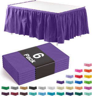 Purple Plastic Table Skirt | 6 Pack - 168 in. x 29 in.