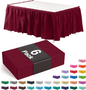 Burgundy Plastic Table Skirt | 6 Pack - 168 in. x 29 in.