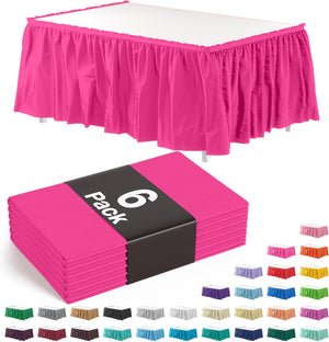 Cerise Plastic Table Skirt | 6 Pack - 168 in. x 29 in.