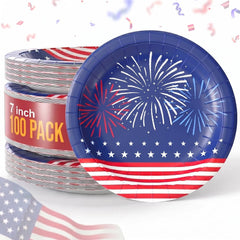 7 in. 4th of July Patriotic Paper Plates | 100 Count