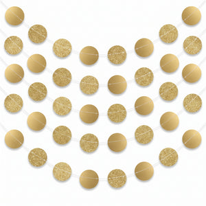 Gold Glitter Polka Dot String Decorations - 6 Pack