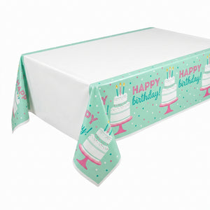 Happy Cake Day Birthday Plastic Table Cover, 54x84 inches