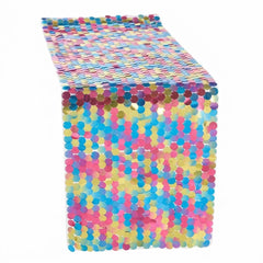 Sparkling Sequin Table Runner - Multicolored, Reusable, 13" x 6'