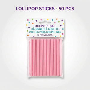 Pink Lollipop Sticks - 50 Pack