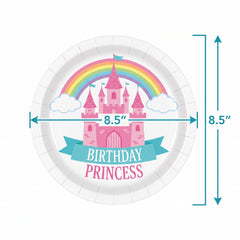 Princess Castle Birthday Party Plates - 8.5" Round