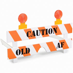 Caution "Old AF" Birthday Novelty Glasses