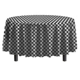84 In. Round Black/White Checkered Plastic Table Cover | Case of 48