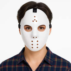 Hockey Horror Mask - White Plastic Costume Accessory